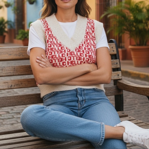 Urban Outfitters Sweaters - Urban Outfitters Hello Sweater Vest m